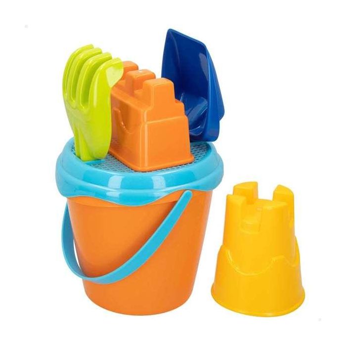 Color Baby Cubo de Playa 18 cm con Cedazo, Palas 27 cm y 2 Moldes de Arena Plástico PP - Edad +3 Años