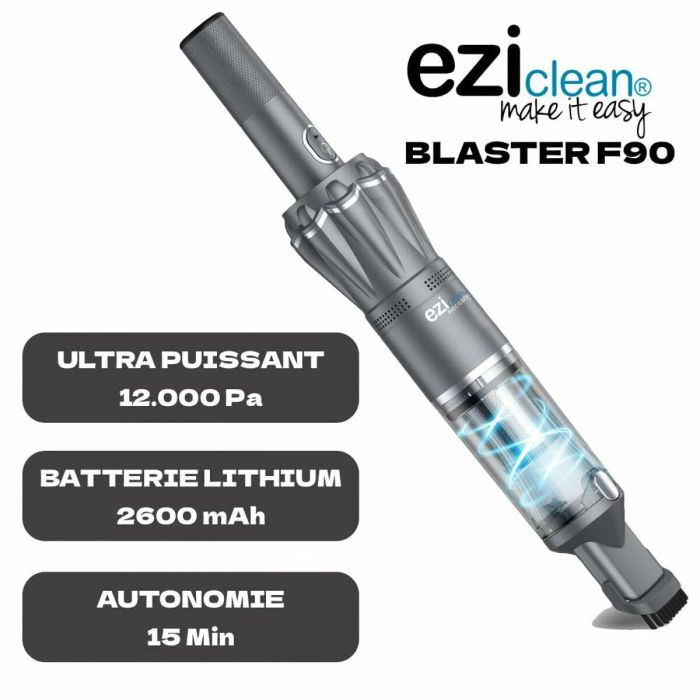 Eziclean EZI1741271919194 Aspiradora de mano Blaster F90, 12000 Pa, 90 W, 15 min autonomía, 0,1 L, Negro 2 Eziclean EZI1741271919194 Aspiradora de mano Blaster F90, 12000 Pa, 90 W, 15 min autonomía, 0,1 L, Negro 2