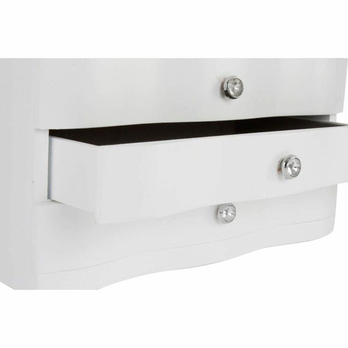DKD Home Decor Joyero Romántico Decorativo Blanco Gris con Espejo Integrado y 2 Cajones, Fabricado en MDF y Terciopelo, 17x16x27 cm 1