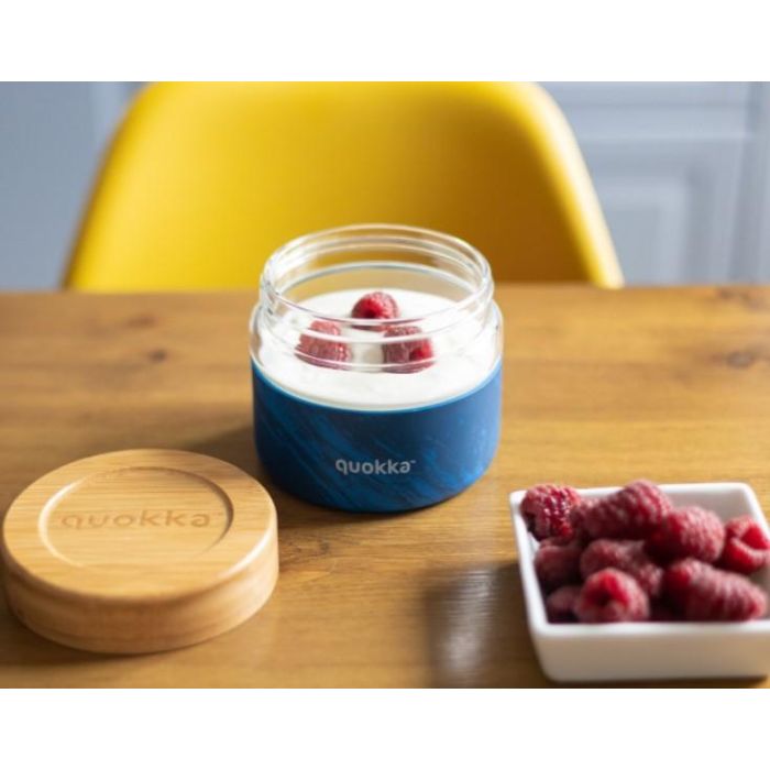 QUOKKA Recipiente de comida de cristal con funda de madera, 500 ml