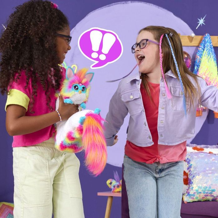 Hasbro HASG0668FA0 Furby DJ Furby Peluche Electrónico Interactivo Arcoíris Suave con Música, Luces, Movimientos y Juegos, Habla Francés y Pelaje 5