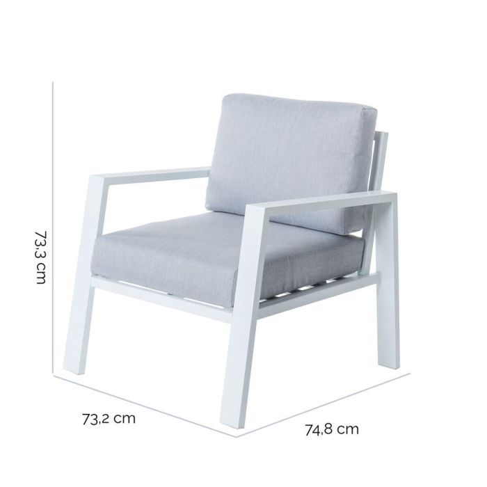 Sillón de jardín Thais 73,20 x 74,80 x 73,30 cm Aluminio Blanco 1 Sillón de jardín Thais 73,20 x 74,80 x 73,30 cm Aluminio Blanco 1