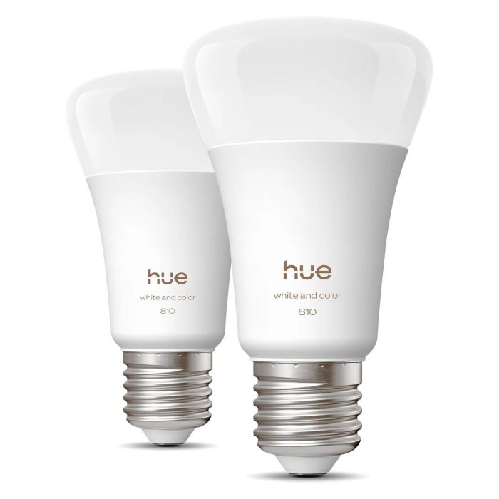 Philips Hue White and Color Ambiance Bombilla Inteligente LED, A60 E27, Bluetooth/Zigbee, 2 Bombillas, 6W (Equiv. 60W), 810 Lúmenes, Color y Blanco Ajustable 1 Philips Hue White and Color Ambiance Bombilla Inteligente LED, A60 E27, Bluetooth/Zigbee, 2 Bombillas, 6W (Equiv. 60W), 810 Lúmenes, Color y Blanco Ajustable 1