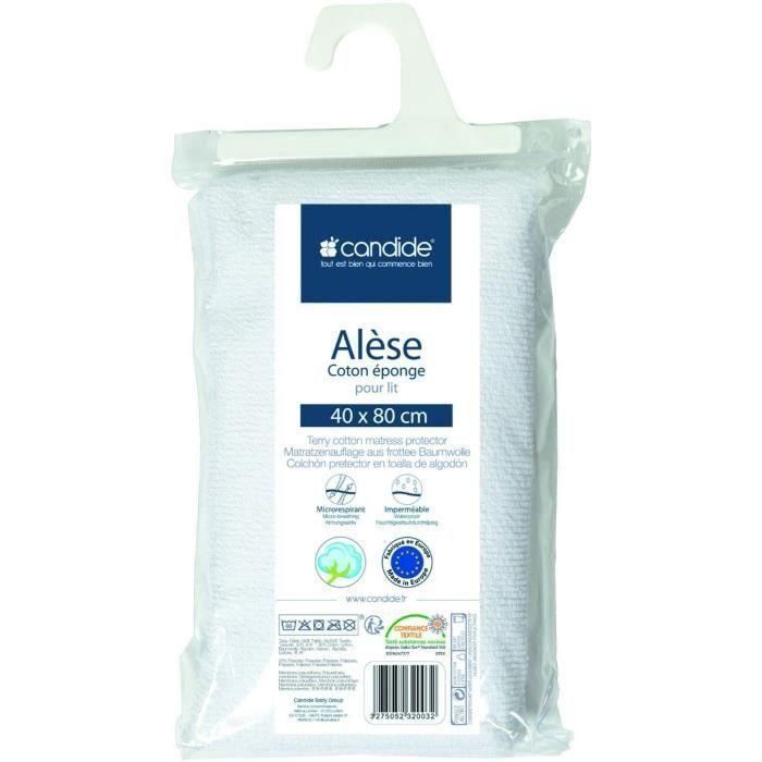 Protector de colchón de esponja - CANDIDE - 232003 - 40x80 cm - Blanco Protector de colchón de esponja - CANDIDE - 232003 - 40x80 cm - Blanco