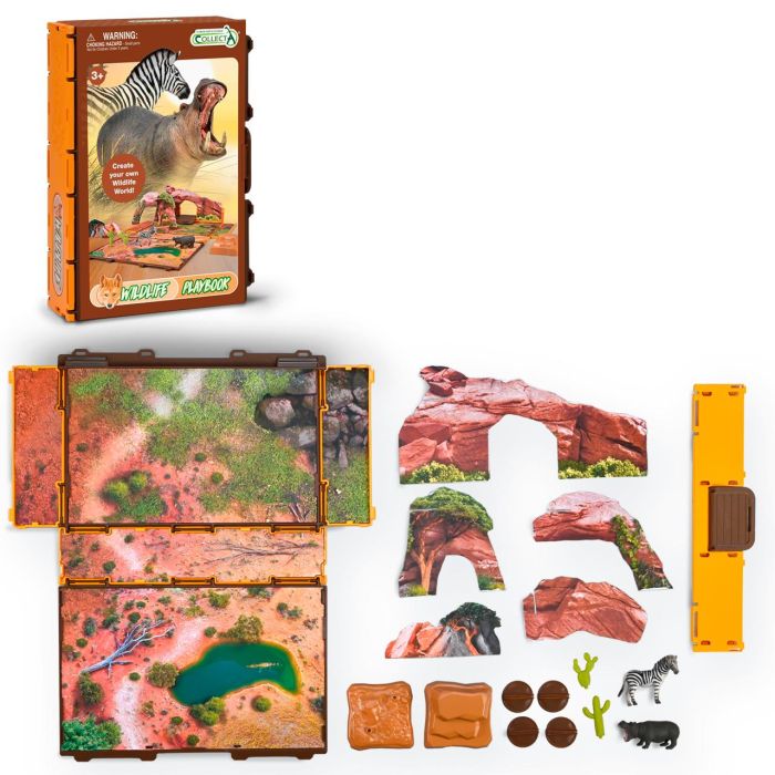 Collecta A1220 Libro-Juego Wildlife Playbook Mundo Salvaje - Set Interactivo Plegable con Escenario y Figuras Animales para Niños +3 Años