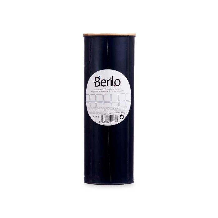 Berilo Escobillero de Metal y Bambú Negro 9.5x27.2x9.5 cm con Tapa y Escobilla de 34 cm (6 Unidades) 2 Berilo Escobillero de Metal y Bambú Negro 9.5x27.2x9.5 cm con Tapa y Escobilla de 34 cm (6 Unidades) 2