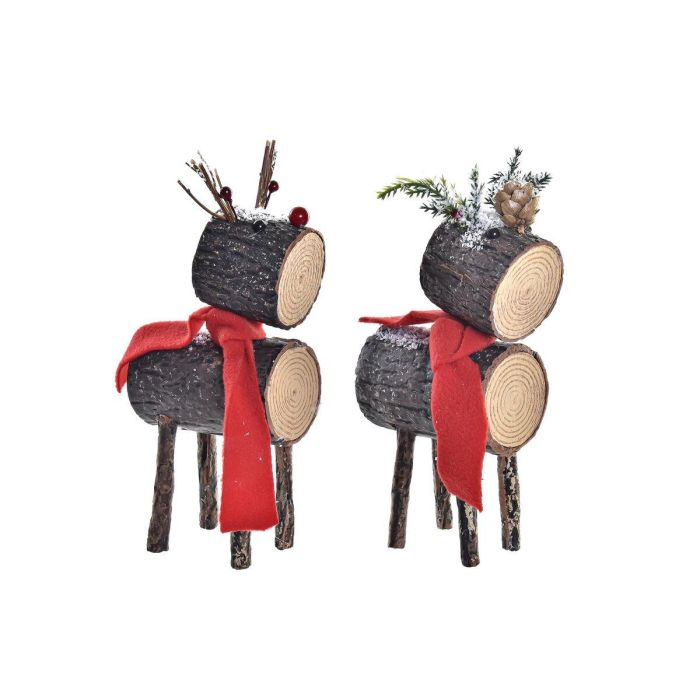DKD Home Decor Figura Decorativa de Navidad Reno Alpina de Abedul y Purpurina Natural y Rojo 9x23x10 cm (Pack de 2 Unidades) DKD Home Decor Figura Decorativa de Navidad Reno Alpina de Abedul y Purpurina Natural y Rojo 9x23x10 cm (Pack de 2 Unidades)