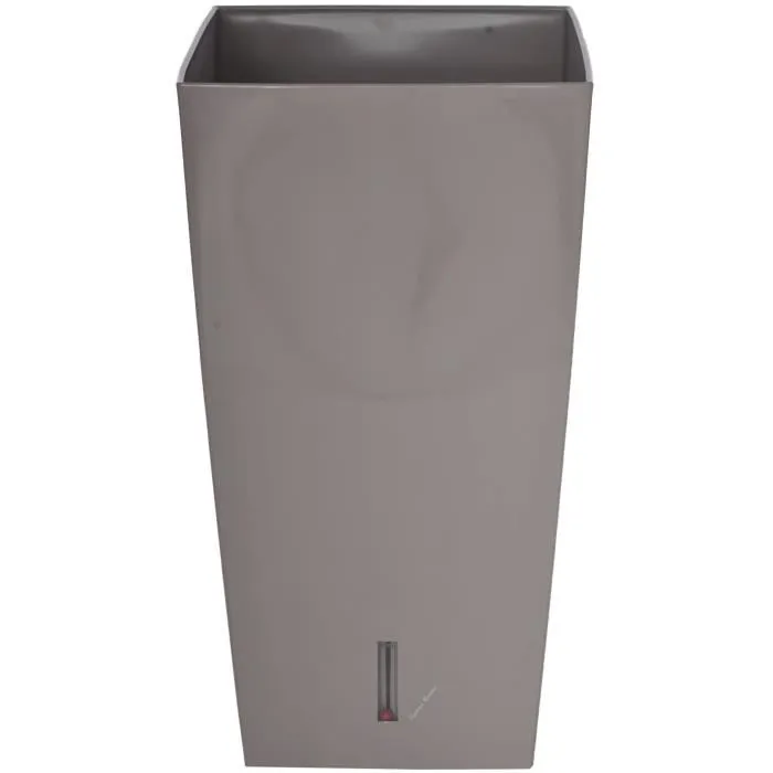 Riviera Eva Nueva Maceta Cuadrada de Plástico - 28 x 28 x H 52 cm - 31 L - Taupe 1