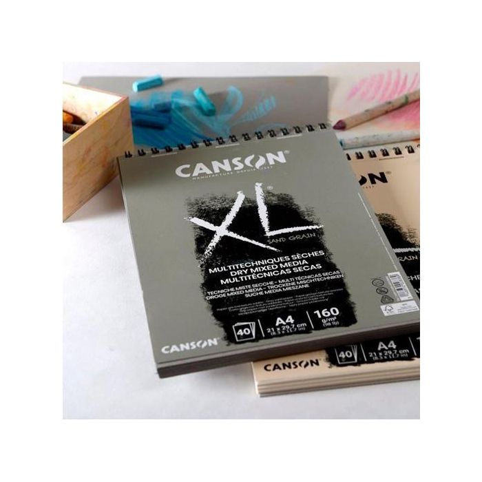 Canson Bloc Dibujo XL Sand Grain Textura Arenosa para Pastel/Lápiz/Carboncillo A4 40 Hojas Natural (5 Unidades) (5 Unidades)