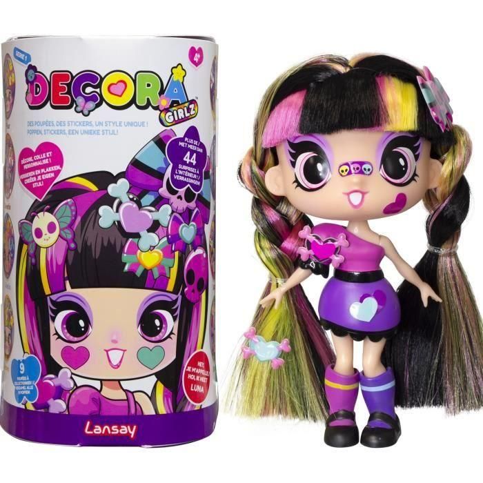 Muñeca - LANSAY - 55103 - Decora Girlz - Mini Muñecas de Moda para Personalizar - Luna