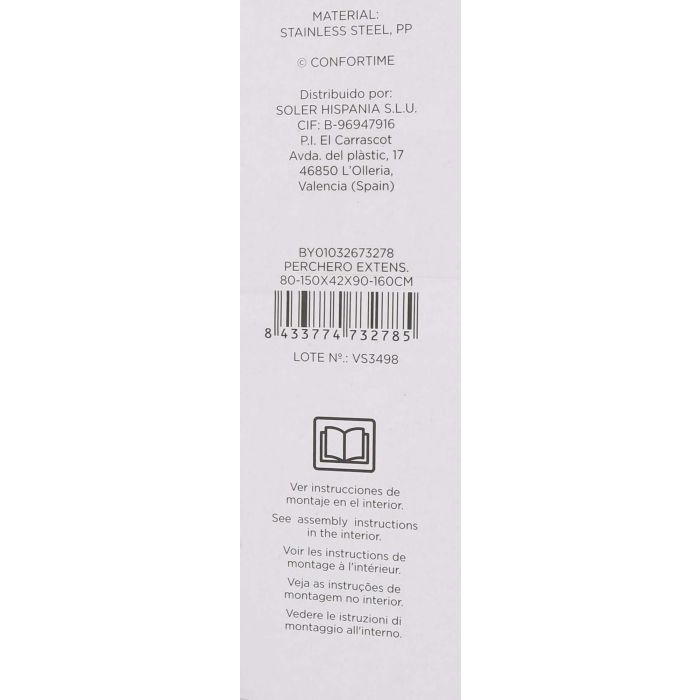 Confortime Perchero extensible 80-150 x 42 x 90-160 cm (3 Unidades) 7