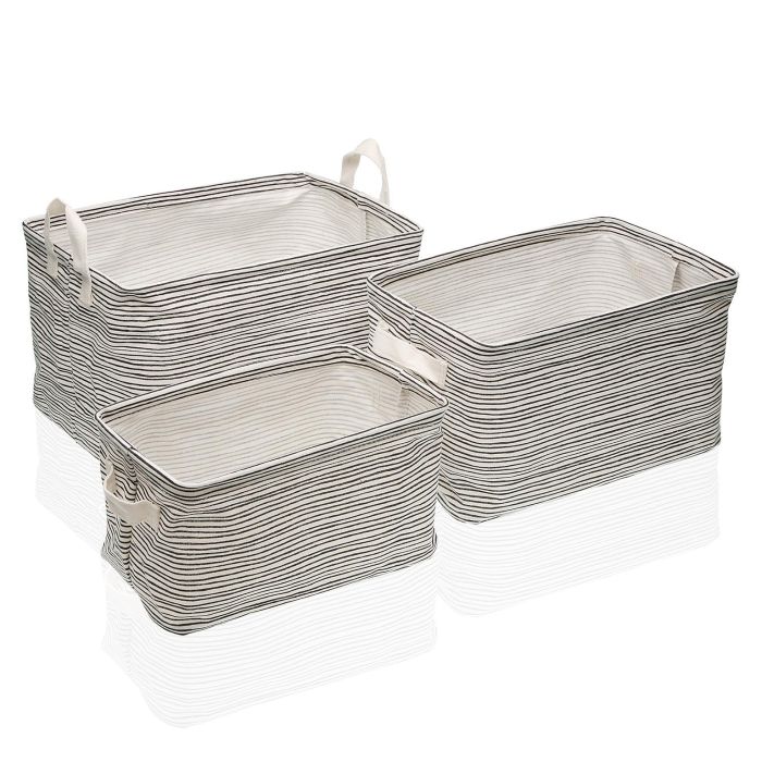 Set 3 Cestas Rectangulares Black Line Versa 25x22 cm - Poliéster, Estilo Fusion-Chic (2 Unidades) Set 3 Cestas Rectangulares Black Line Versa 25x22 cm - Poliéster, Estilo Fusion-Chic (2 Unidades)