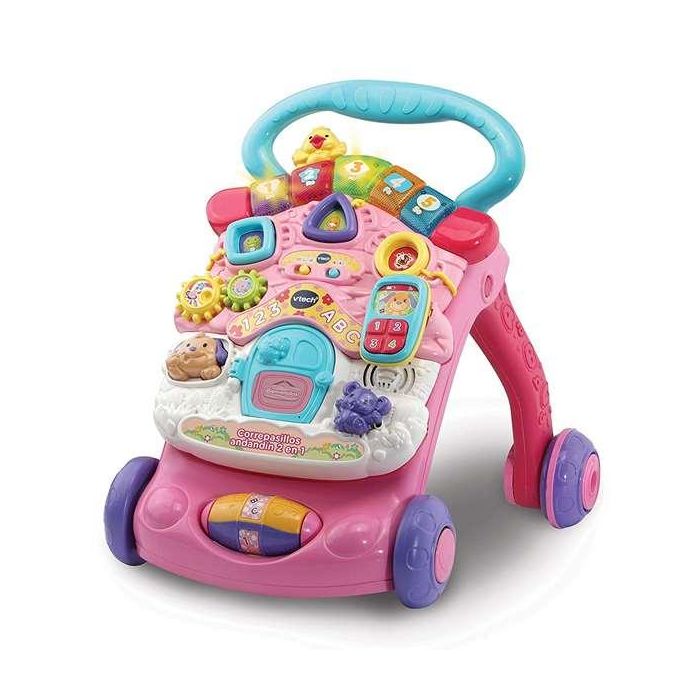 Andador comienzandar 2 en 1 rosa con patas plegables, panel extraíble, luces y sonidos 46x33x45 cm Andador comienzandar 2 en 1 rosa con patas plegables, panel extraíble, luces y sonidos 46x33x45 cm
