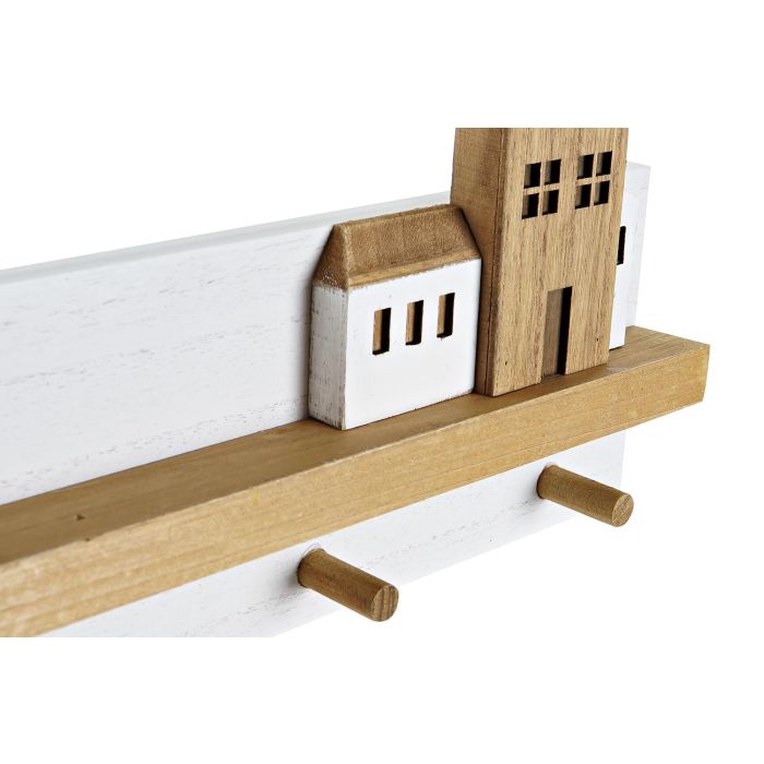 DKD Home Decor Perchero Pared Casitas Urban Blanco Madera 40 x 4 x 17 cm 2