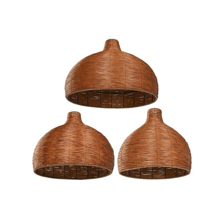 Pantalla de Lámpara Home ESPRIT Marrón oscuro 70 x 70 x 50 cm (3 Piezas) 1