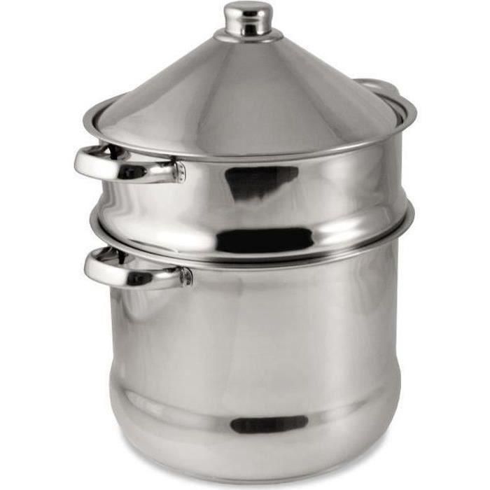 Baumalu Couscoussier Tajine Acero Inoxidable 9 Litros - Fondo Triple para Inducción