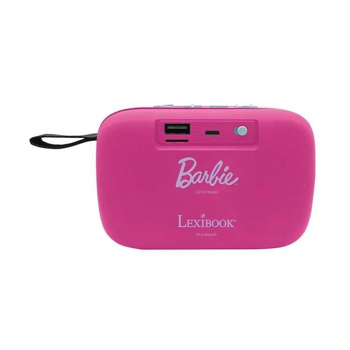 Lexibook Altavoz Portátil Bluetooth Barbie con Acabado de Tela, 12x4x8 cm
