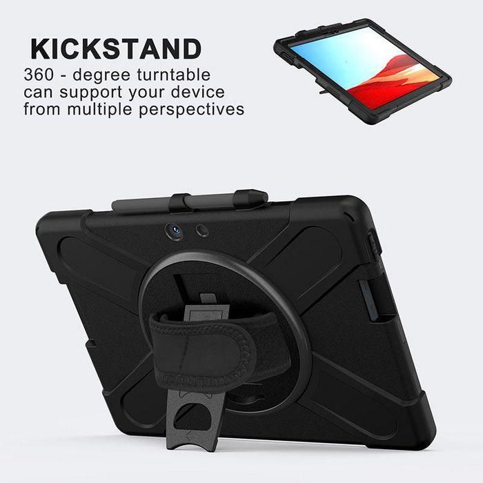 eSTUFF Funda Austin Defender para Microsoft Surface Pro X, Antigolpes con Correa y Soporte 360°, Color Negra 5