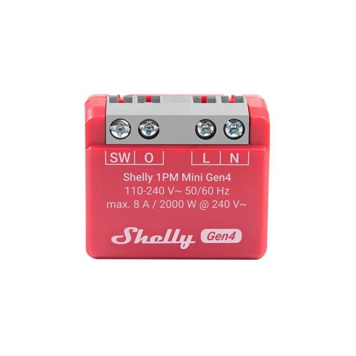 Shelly 1PM Mini Gen4 Relé Interruptor Inteligente WLAN BT Matter Zigbee con Medición de Potencia 8A 1 Canal Montaje Empotrado