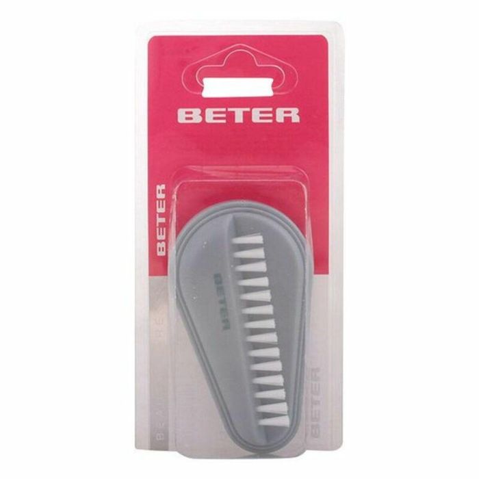 Beter Cepillo de Uñas Doble con Púas de Nylon Gris y Soporte para Manicura y Pedicura Profesional, Elimina Impurezas 1 Unidad