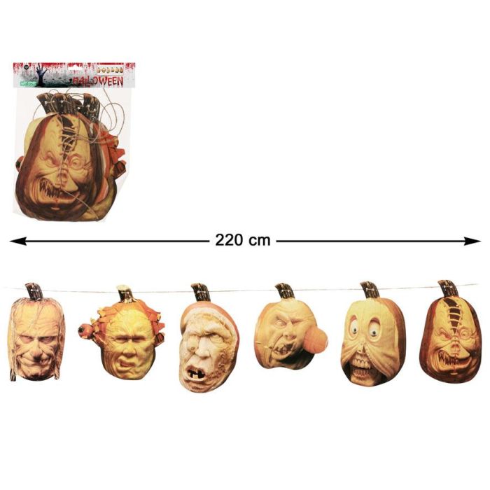 Guirnalda Halloween 220 cm Con Calabazas Monstruosas De Látex Decoración Terrorífica