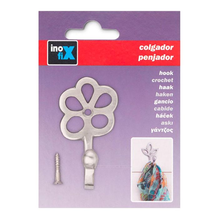 Inofix Colgador Laton Modelo Flor Niquel Satinado Blister 1 Inofix Colgador Laton Modelo Flor Niquel Satinado Blister 1