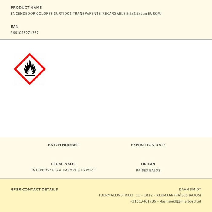 Benson Encendedor recargable colores surtidos transparente 8x2,5x1cm 3