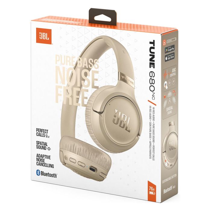 JBL Tune 680NC Auriculares Bluetooth Diadema con Cancelación Activa de Ruido (ANC) - Conectividad Inalámbrica y Alámbrica, 50h Autonomía, Plegables, Color Beige 2