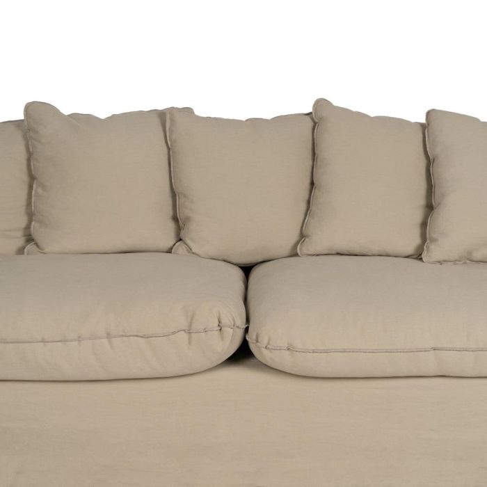 Sofá 3 Plazas Beige Tejido-Madera 216 X 94 X 93 cm