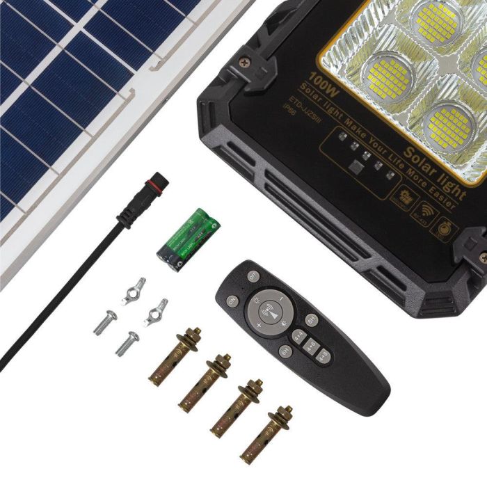 Proyector 100W con Panel Solar Control Remoto IP65 [1916-FLSOL-100W-CW] 5