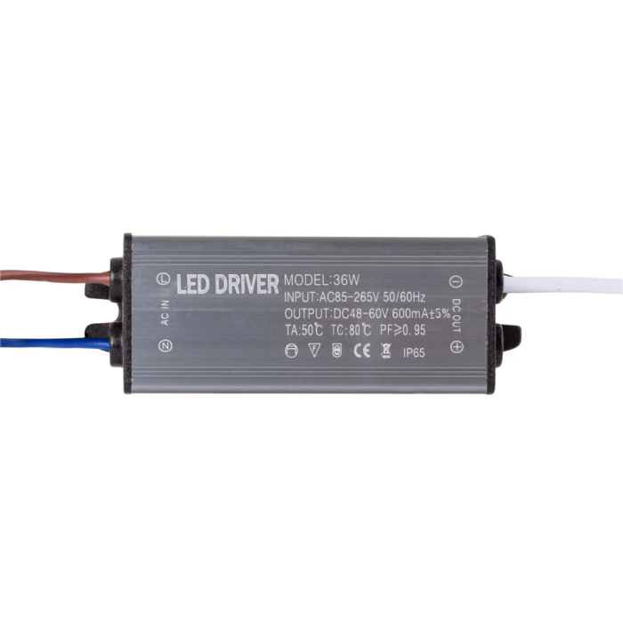 Driver No Dimable 36W Panel LED, Factor de Potencia 0.95, 50.000 Horas de Vida Útil