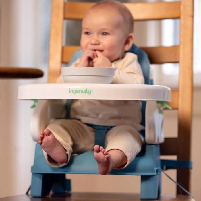 Ingenuity ING0074451999091 Asiento elevador plegable portátil con bandeja y correas incluidas, turquesa 1