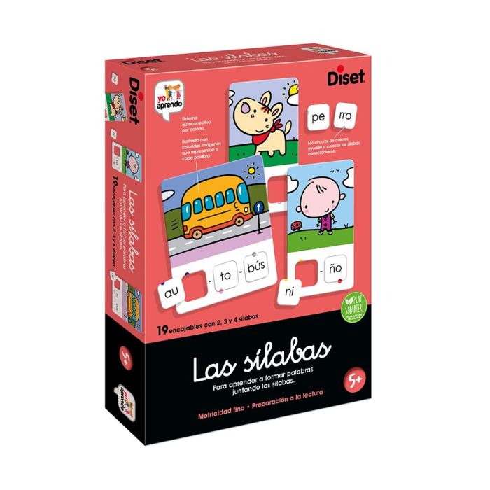 DISET Las Silabas 68962 - Juego Educativo de 19 Encajables para Aprender a Formar Palabras por Silabas, +3 Anos, Idioma Espanol