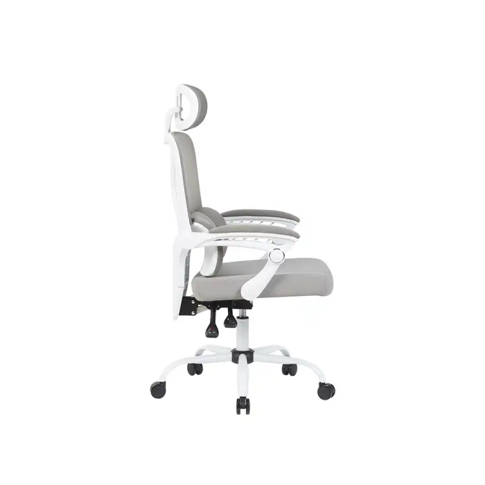 Q-connect Silla de Dirección Reggio Malla Ergonómica Altura Ajustable Color Gris Cuerpo Blanco Ruedas Premium 3