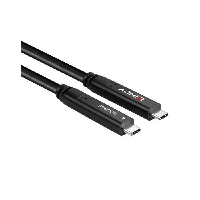 Lindy Cable Híbrido USB 3.2 Gen 1 DP 1.4 Tipo C 10m Fibra Óptica | Video 8K/4K, Datos 5Gbps, Power Delivery 60W 2