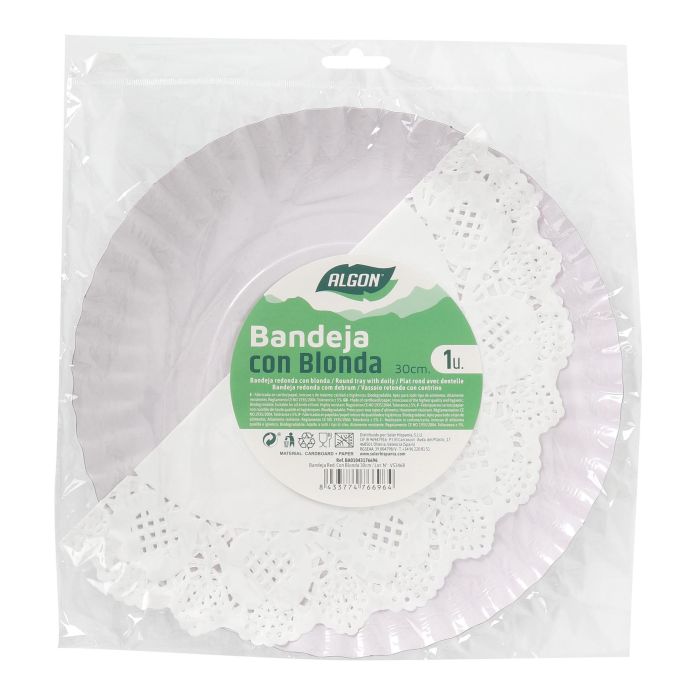 Bandeja Redonda con Blonda 30 cm Algon (30 Unidades) 1 Bandeja Redonda con Blonda 30 cm Algon (30 Unidades) 1