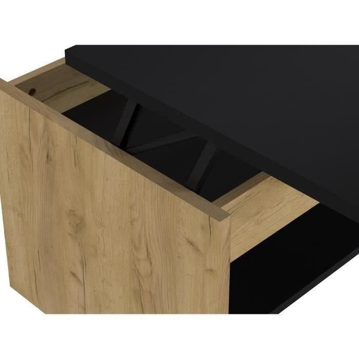 HAPPY Mesa de centro elevable - Decoración en roble y negro - L 100 x P 50 x H 44 cm 4