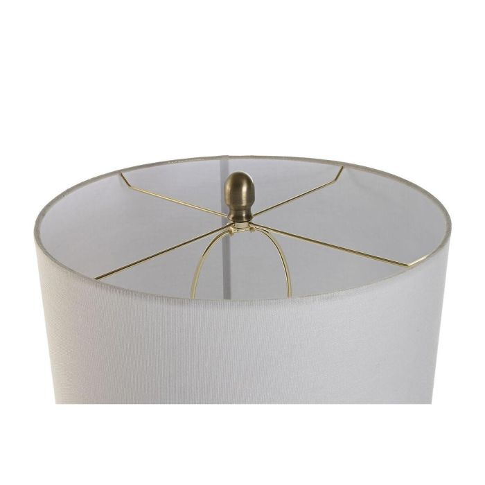 DKD Home Decor Lámpara de Sobremesa Moderna Verde y Blanco, con Base de Gres y Plafón de Lino, compatible con bombillas E27 LED, 41x41x78 cm 5