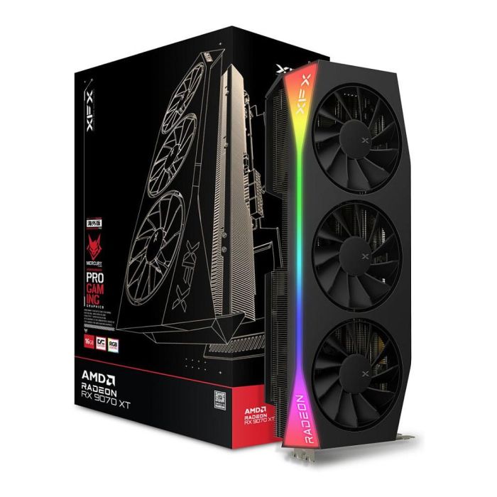 XFX Tarjeta Gráfica Radeon RX 9070 XT 16GB GDDR6 Mercury Gaming RGB OC 3 Ventiladores 3
