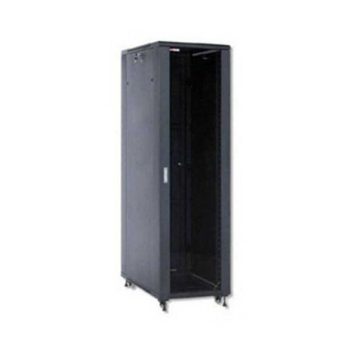 WP WPN-RNA-22606-BS Armario Rack 22U Independiente de Suelo Negro con Puerta de Cristal Templado, Ruedas y Capacidad 800kg