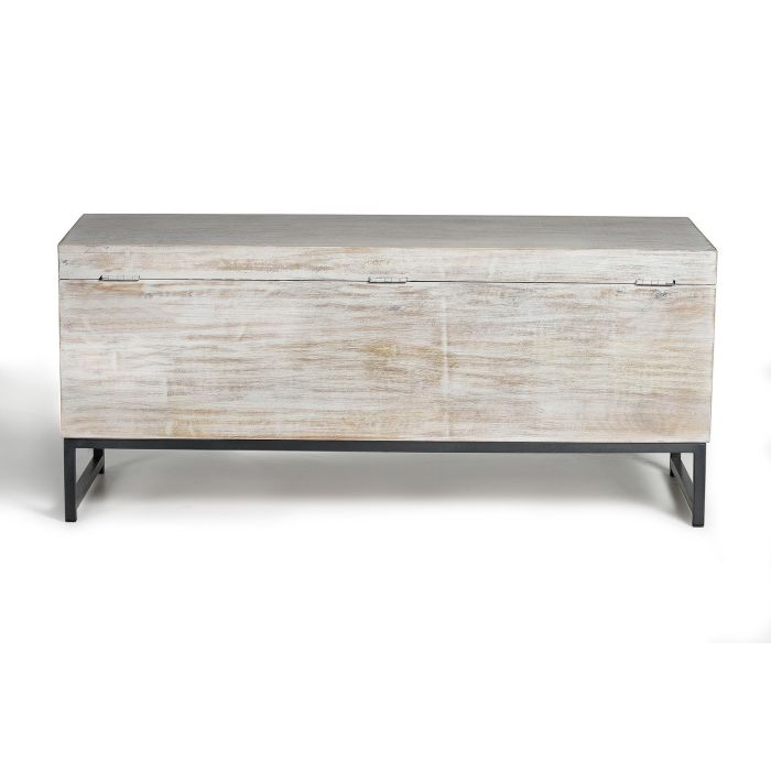 Giner y Colomer Baúl de Madera de Mango y Patas Metal Blanco Envejecido 50x116x40 cm 6