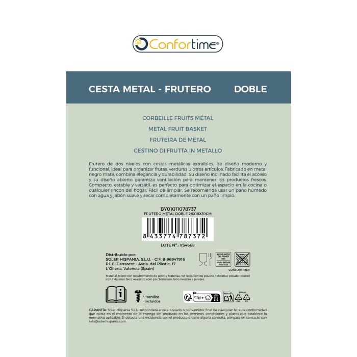 Confortim Frutero Metal Doble 28 x 18 x 39 cm 7