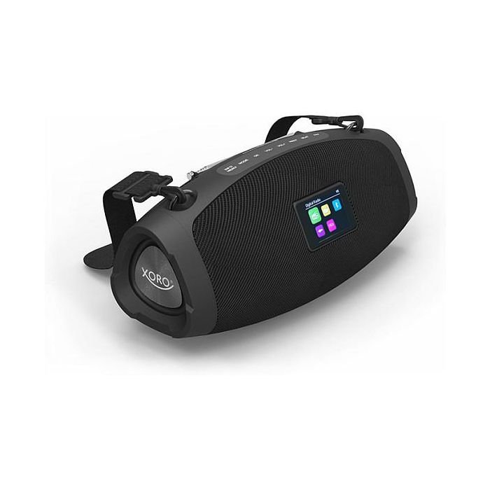 Xoro XOR400908 Radio Portátil Digital DAB+ FM Stereo con Bluetooth, USB, IP44 Resistente al Agua, Pantalla 2.4", 20W, Negro 1