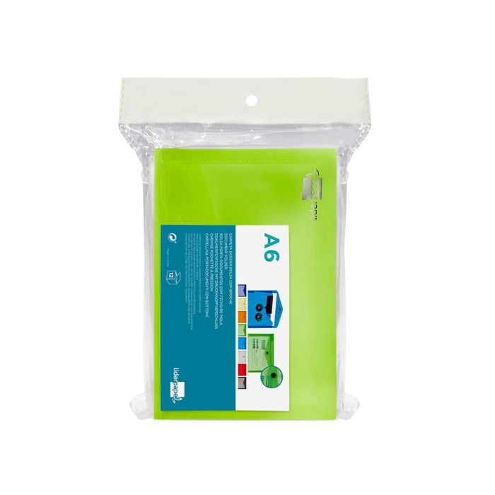 Carpeta Liderpapel Dossier Broche 44233 Polipropileno Din A6 Verde Translucido 12 unidades 8