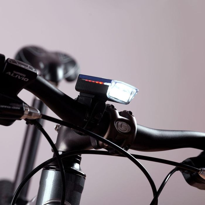 Luz Delantera Bicicleta Solar LED 2 Niveles+Destello Batería USB 2
