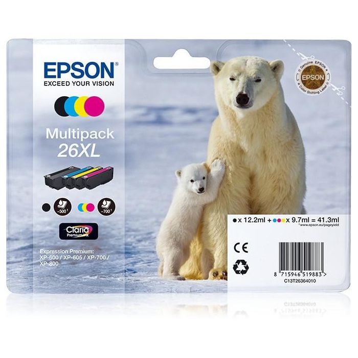 Epson Claria Premium Cartucho Multipack 4 colores 26XL Alta Capacidad Expression Premium XP-510 0 Epson Claria Premium Cartucho Multipack 4 colores 26XL Alta Capacidad Expression Premium XP-510 0