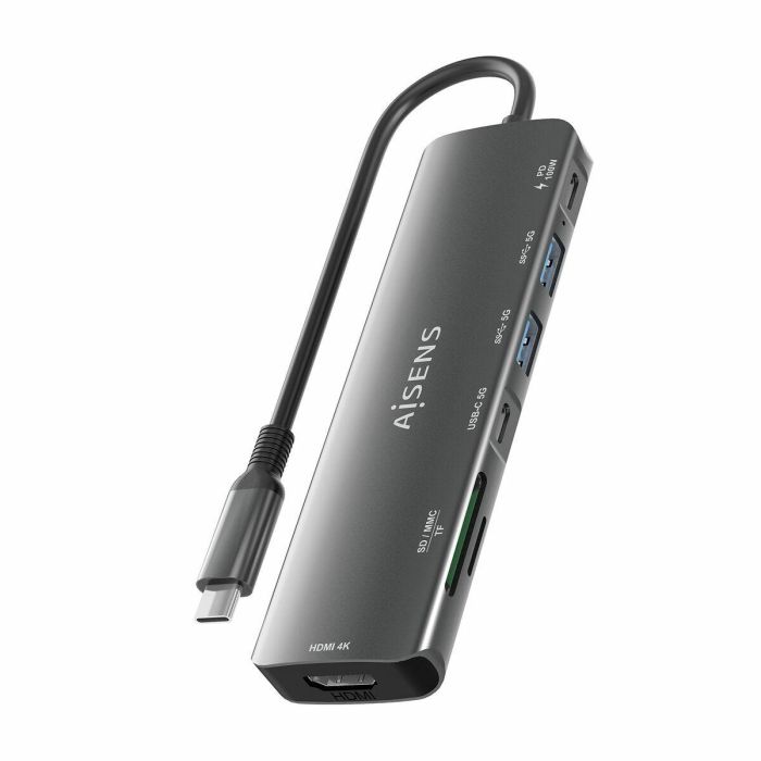 AISENS ASUC-7P026-GR Dock USB-C 7 en 1 Replicador de Puertos para Portátil, HDMI 4K@30Hz, USB-A, USB-C PD 100W, Lector SD/MicroSD Gris 5 AISENS ASUC-7P026-GR Dock USB-C 7 en 1 Replicador de Puertos para Portátil, HDMI 4K@30Hz, USB-A, USB-C PD 100W, Lector SD/MicroSD Gris 5