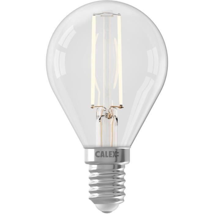 Calex CAL8712879152804 Bombilla LED E14, BALL P45 Filamento Recto, 3.5W, 250lm, 2700K, Regulable, Transparente