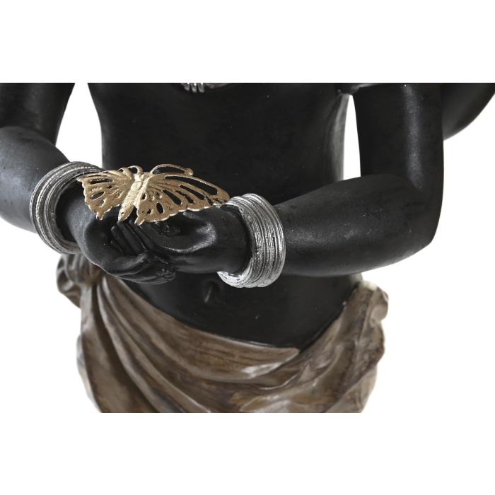 DKD Home Decor Figura Decorativa de Resina Negra Estilo Africano Colonial 18 x 35 x 20.5 cm Pack de 2 Unidades 2 DKD Home Decor Figura Decorativa de Resina Negra Estilo Africano Colonial 18 x 35 x 20.5 cm Pack de 2 Unidades 2