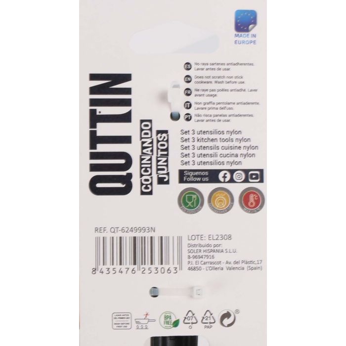 Set 3 Utensilios de Cocina Nylon Quttin Negro (20 Cajas) 7 Set 3 Utensilios de Cocina Nylon Quttin Negro (20 Cajas) 7
